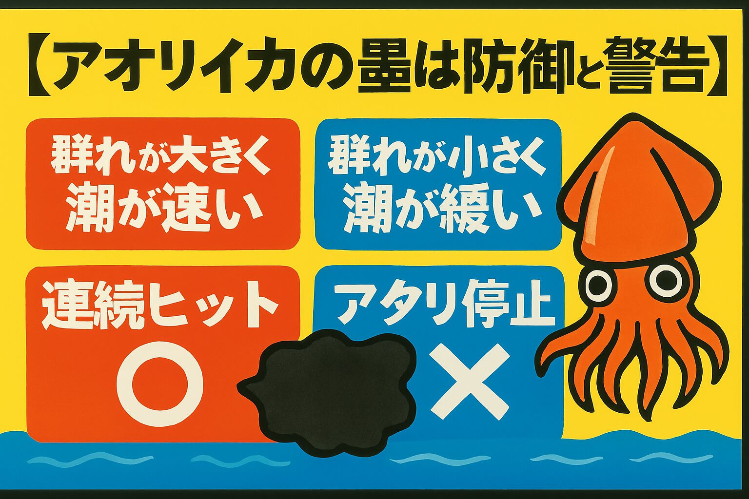 AIは墨の拡散パターンと群れの行動をモデル化し、釣果予測に活用。 墨の残留時間が長いほど、警戒モードが持続する傾向が強い。釣太郎