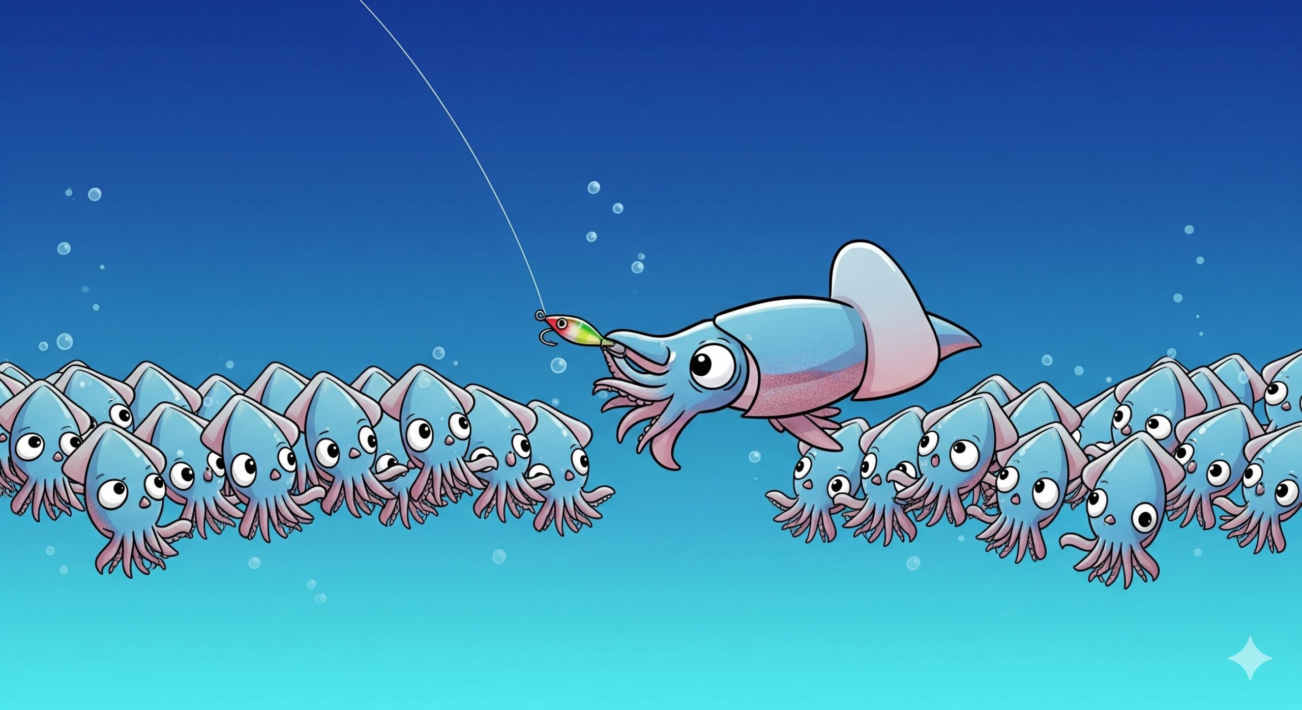 秋のアオリイカ新子は、1匹釣れたら近くに必ず群れがいると期待できます。釣太郎