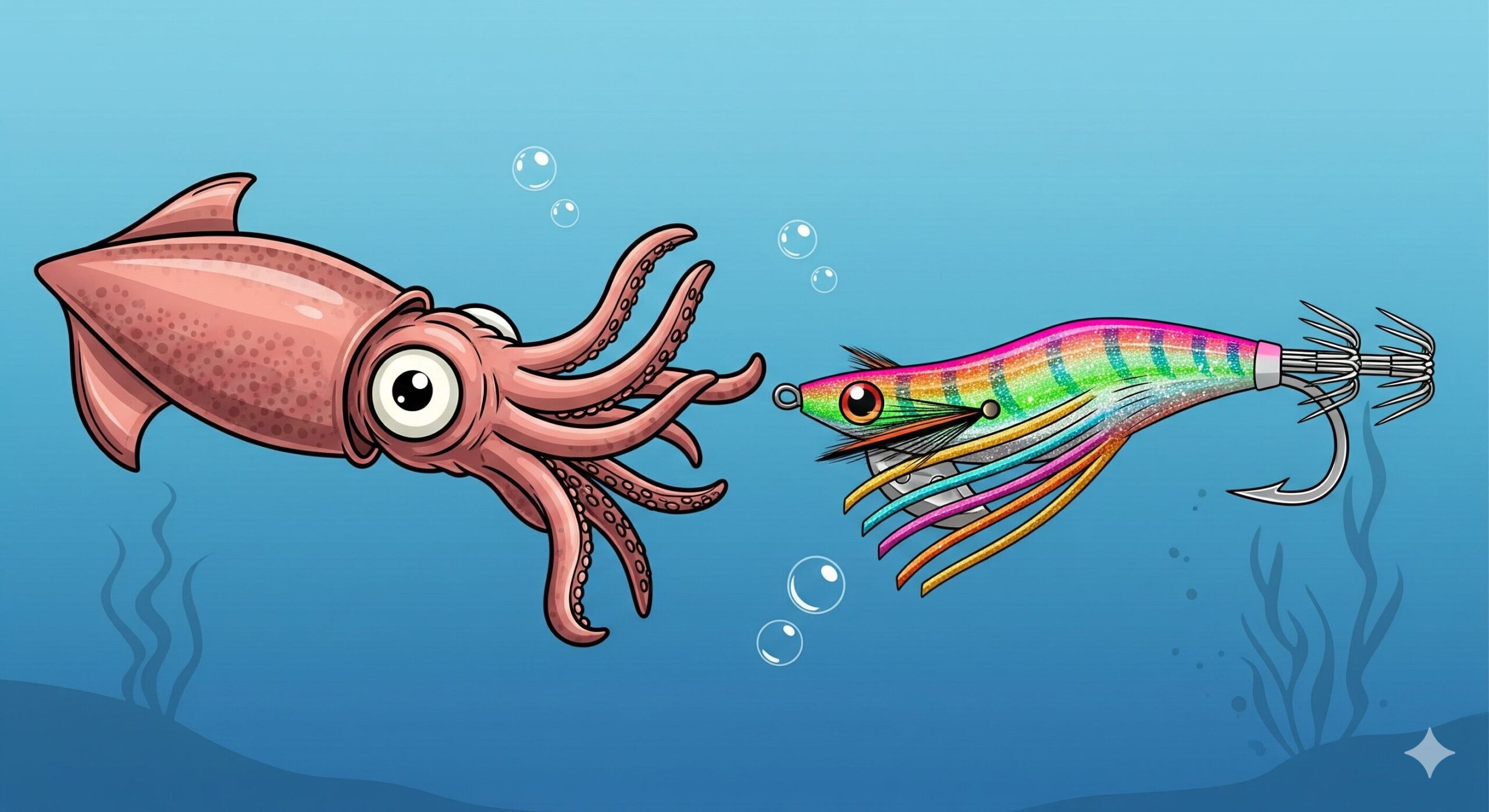 アオリイカは色が見えない。だから、背景とのコントラストを考えてみよう。釣太郎