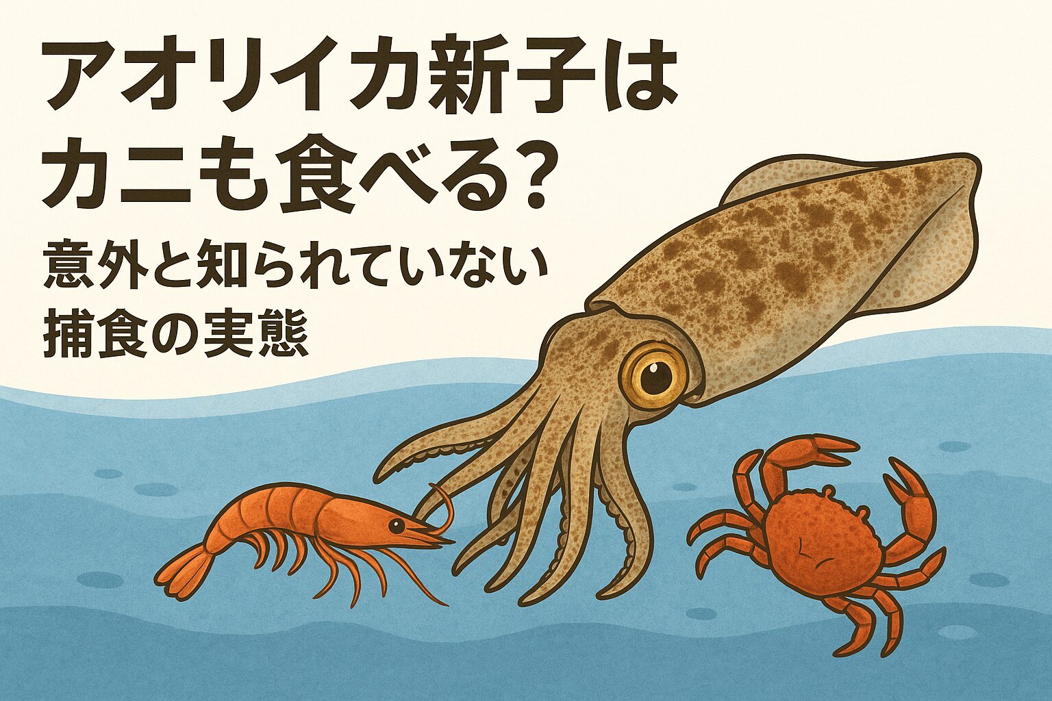 アオリイカ新子＝エビのイメージが強いですが、実は小型のカニも重要なエサのひとつです。魚を追えない時期でも捕まえやすい・甲殻類ならではの栄養価を摂取できる。釣太郎