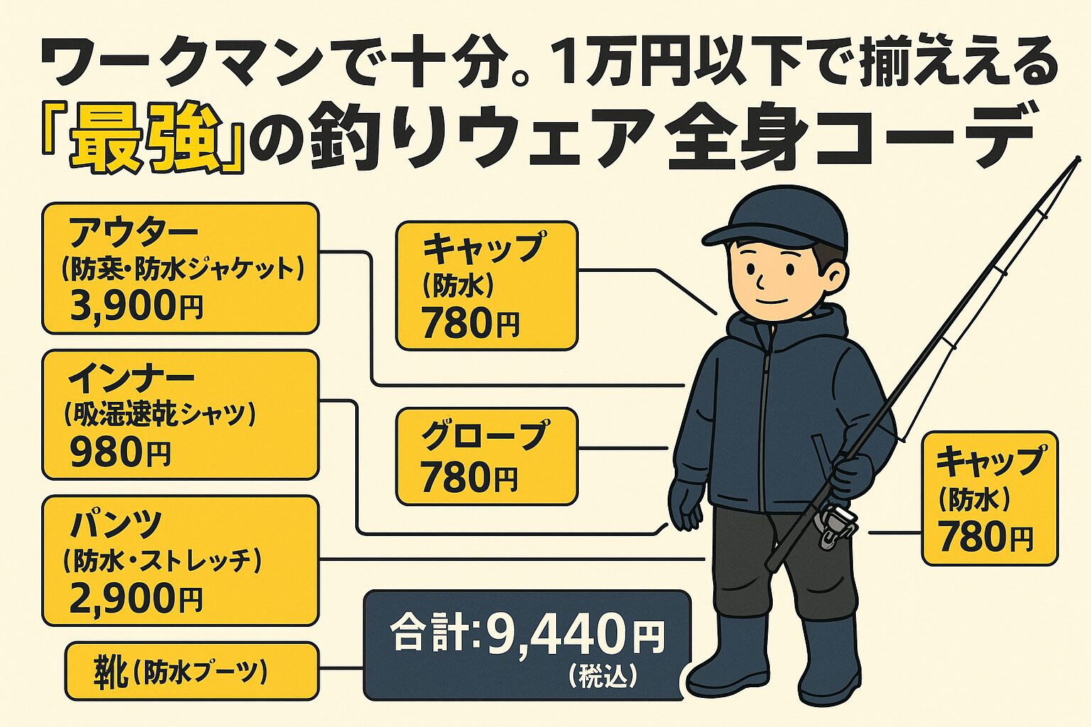 ワークマンで十分。1万円以下で揃える「最強」の釣りウェア全身コーデ。釣太郎