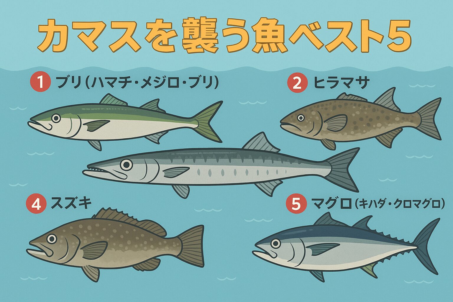 カマスはフィッシュイーターとして小魚を追う一方、ブリ・ヒラマサ・ヒラメ・スズキ・マグロといった大型魚の貴重なベイトでもあります。釣太郎