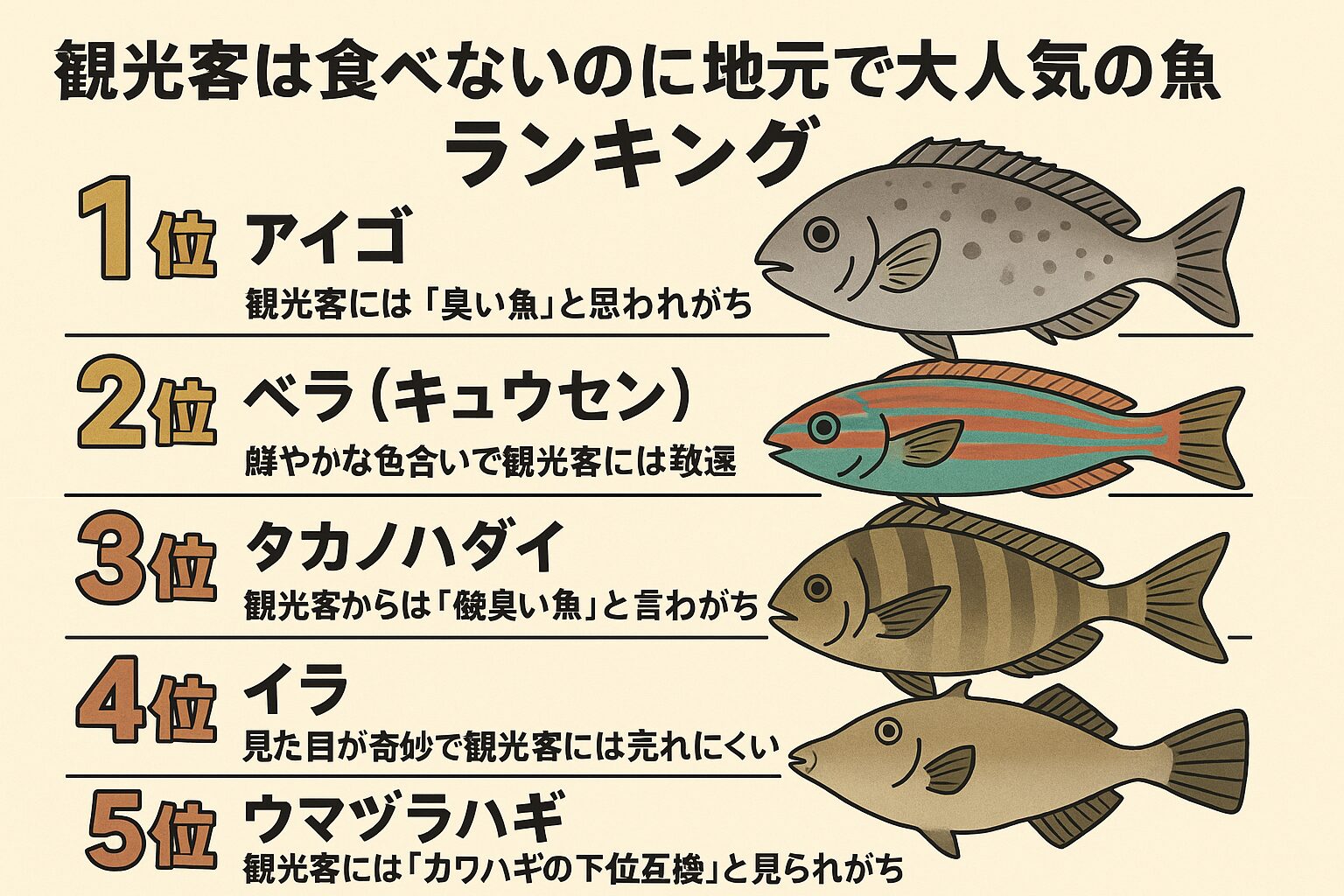 観光客には見向きもされない魚ほど、地元の食卓では高い人気を誇ります。釣太郎