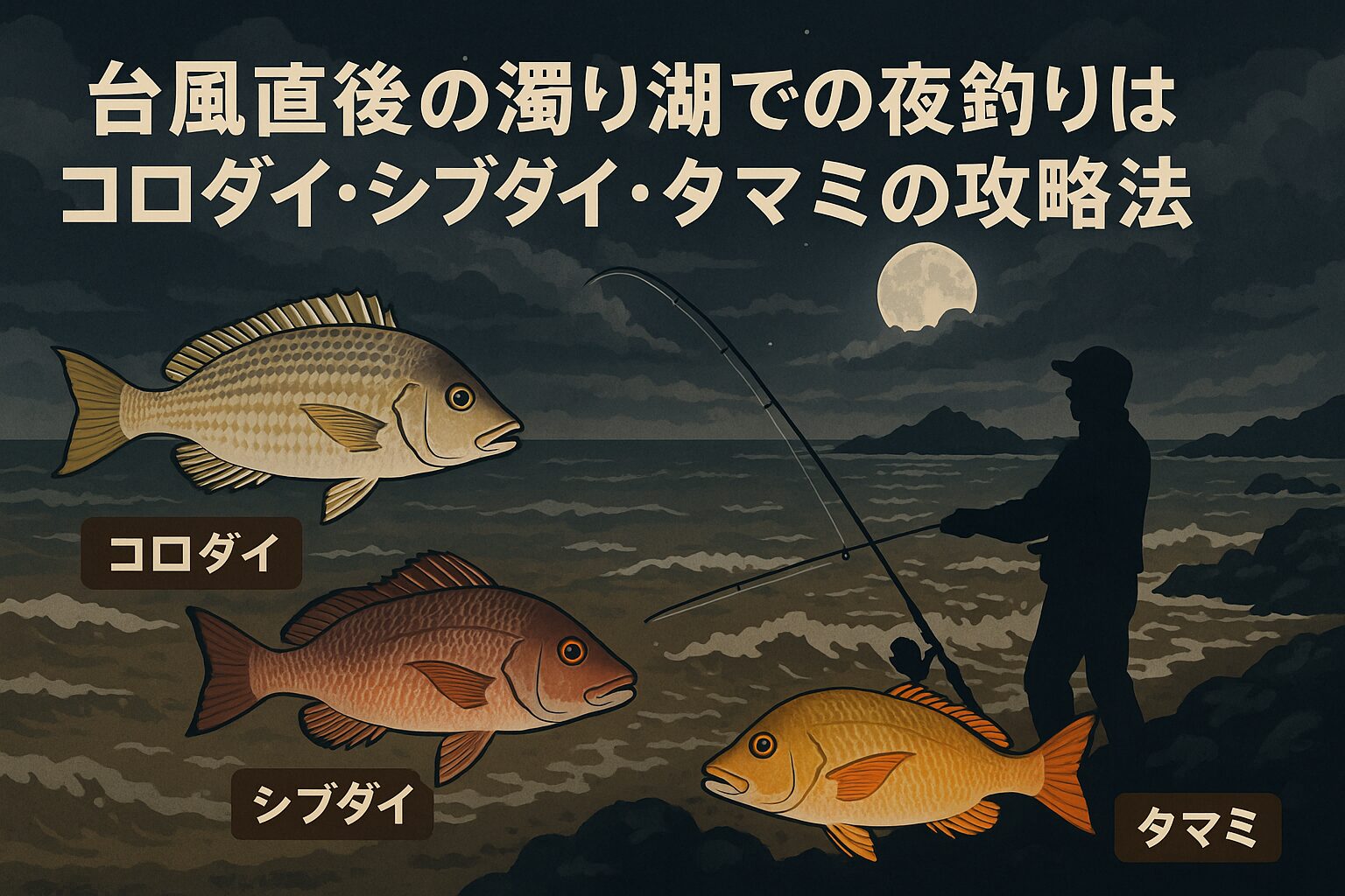 台風後の濁った海は、警戒心の薄れたコロダイ、シブダイ、タマミは浅場で捕食に動くため、普段よりも大物の確率が高まります。釣太郎
