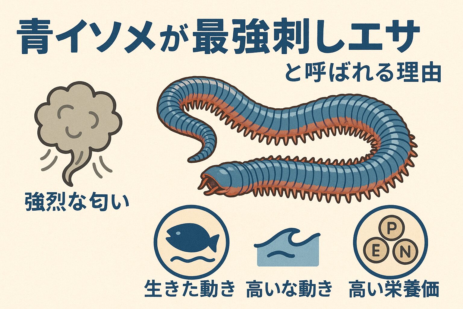 青イソメが最強刺しエサと呼ばれる理由は ・強烈な匂い・生きた動き・高い栄養価この三拍子が魚の本能を刺激するからです。釣太郎