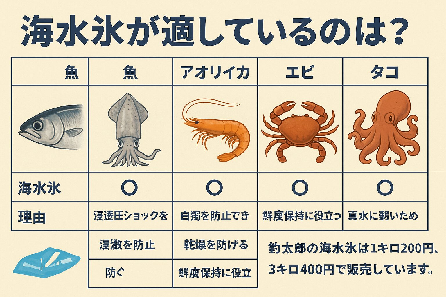 エビ・カニ・タコにも海水氷は効果的？魚やアオリイカとの違いを科学的に解説.釣太郎