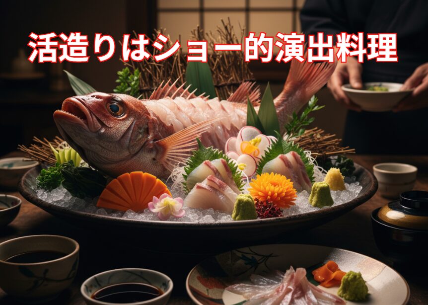 活造りは、その見た目のインパクトと特別な食感を与えてくれるが、美味しさを追求する料理ではない。釣太郎