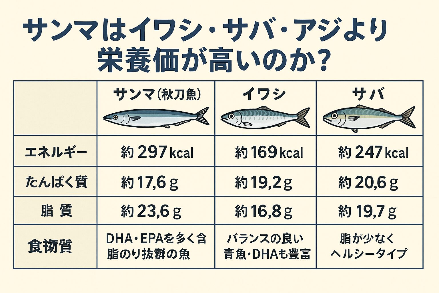 サンマは青魚の中でも脂質量が多く、DHA・EPAの含有量が高い。旬の秋には脂のりが最高で、栄養価も最大化。釣太郎