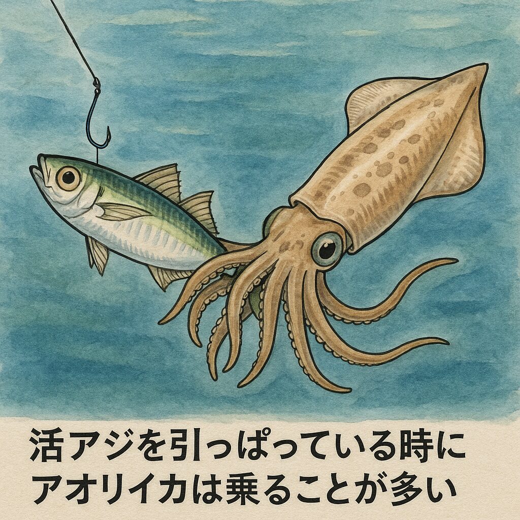 ヤエン釣りでアジに負荷をかける行為は、単なる偶然で釣れているわけではありません。 それは、「弱って逃げるベイトを意図的に演出し、アオリイカの狩猟本能を最大限に引き出す」釣太郎