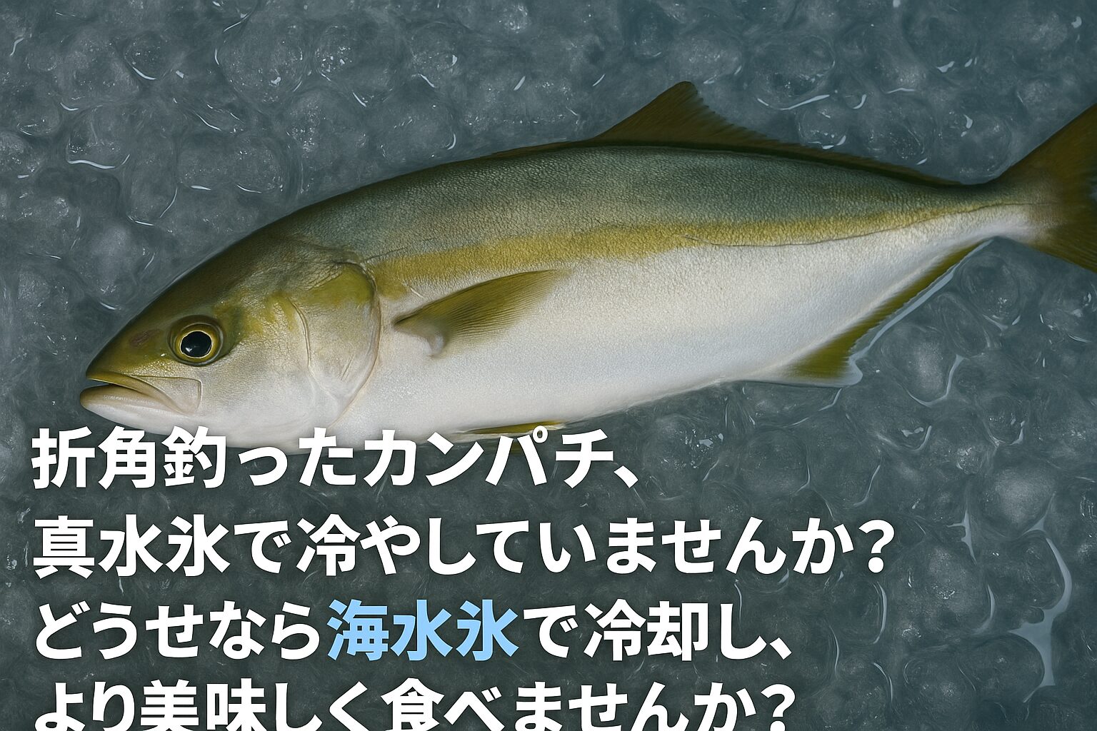 せっかく釣ったカンパチ。味を落とすのは「冷やし方」かもしれません。真水氷では水分を吸ってしまい、旨味が逃げてしまう。
海水氷なら、魚が水を吸わず、釣り上げたそのままの味を保てます。どうせなら、次の釣行では「海水氷」で冷やし、最高の状態で食卓へ。釣太郎