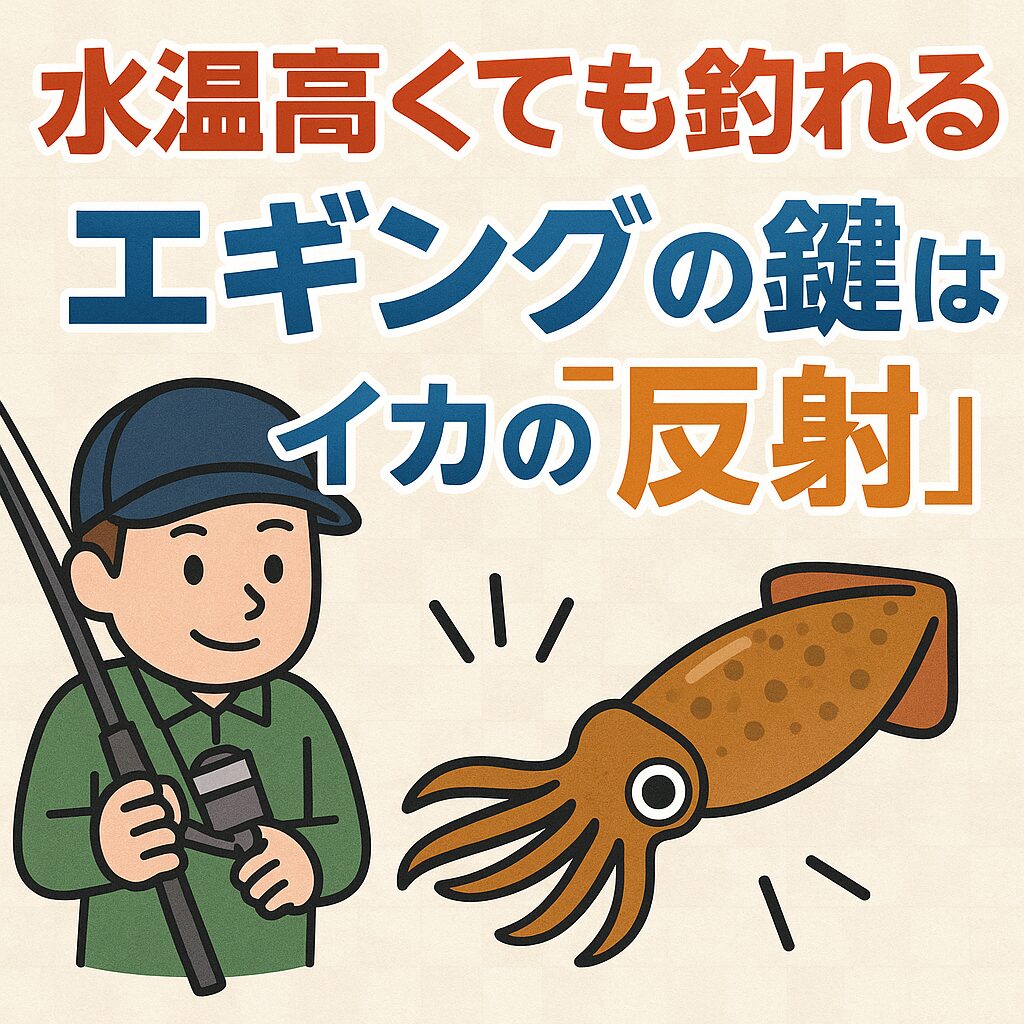 高水温という厳しい条件は、アオリイカの活性を著しく低下させます。しかし、それは「食欲」が低下しているだけで、獲物に対する「反射」がなくなったわけではありません。エギング入門。釣太郎