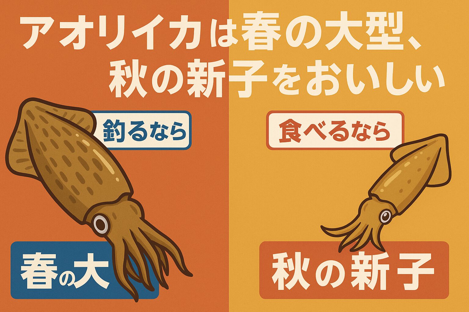 春のアオリイカは「釣り味が魅力」で、大型を狙うシーズン。秋のアオリイカは「食味が魅力」で、新子を美味しく味わえるシーズン。釣太郎