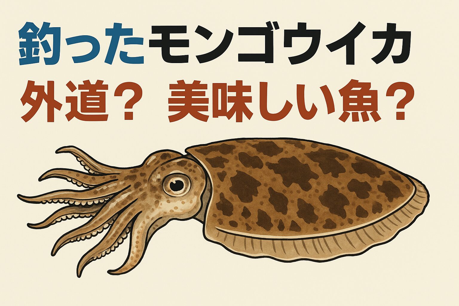 アオリイカ狙いで釣れた「モンゴウイカ」。モンゴウイカの真の実力が発揮されるのは、火を通したときです。 その分厚い身は、加熱しても硬くなりにくく、むしろ旨味を増す。釣太郎