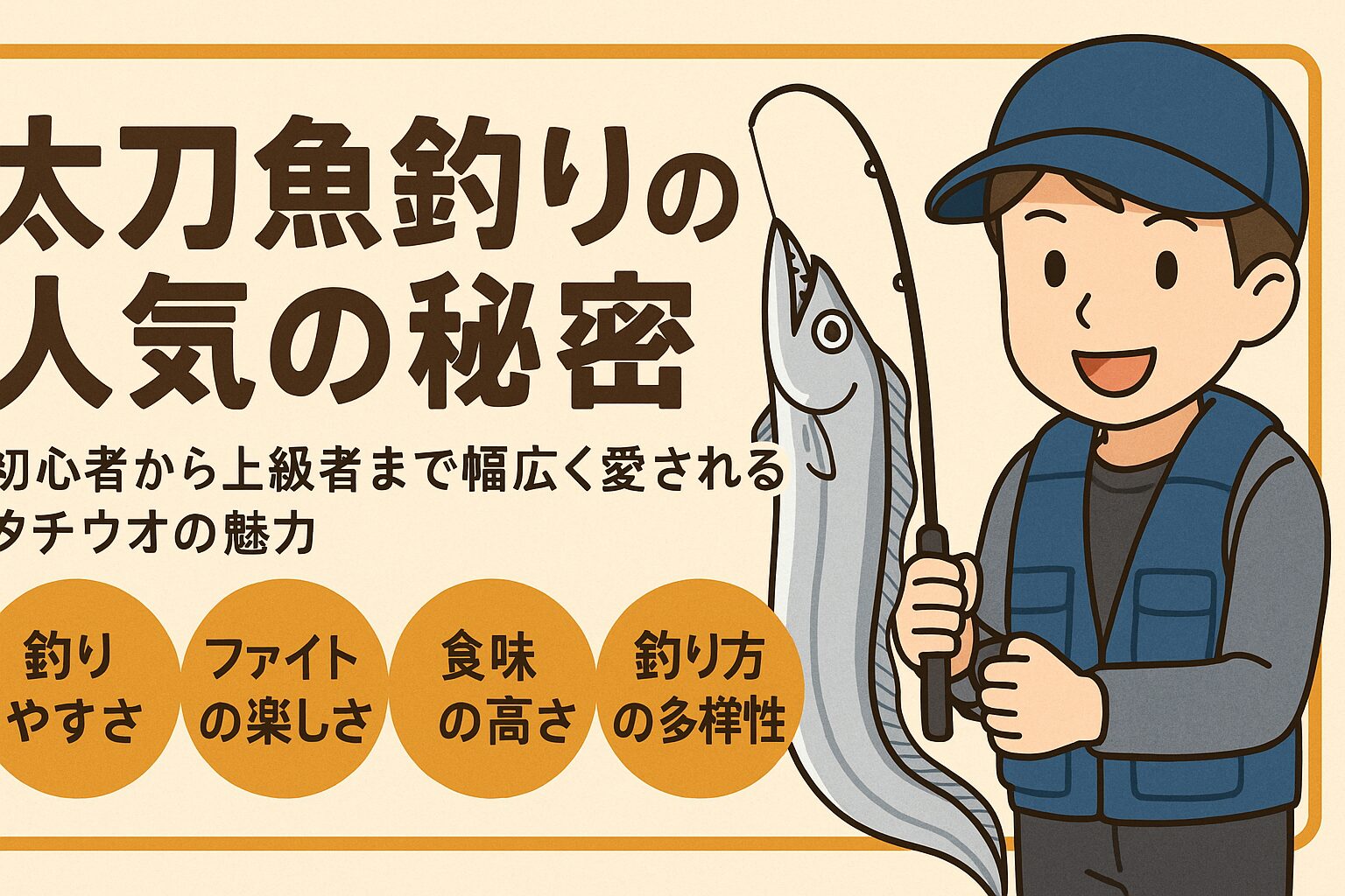 太刀魚釣りは、初心者でも始めやすい手軽さ。上級者を飽きさせない奥深さ。食材としての高い価値。シーズンや時間帯ごとの攻略性。釣太郎