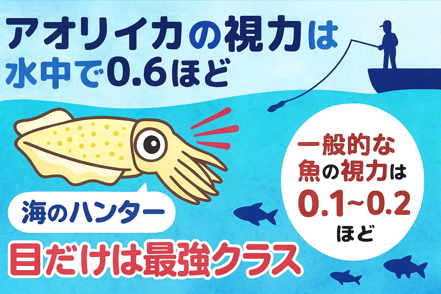 海の生き物の中でも、アオリイカは「視力」においてトップクラスの能力を誇ります。釣太郎
