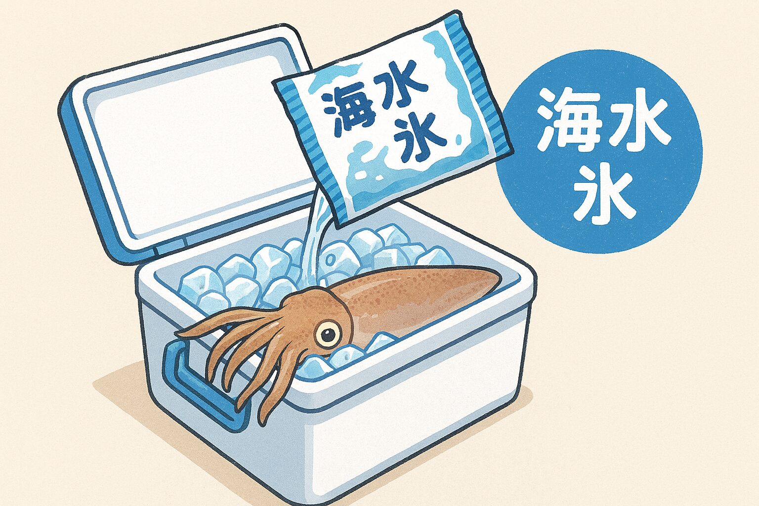 アオリイカは冷却で味が決まる!釣ったらすぐに冷却!真水氷ではなく、海水氷を使おう!鮮度・食感・風味を守るための冷却法が、美味しさのカギ!釣太郎