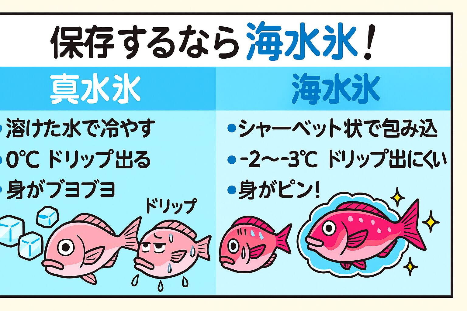 魚は「冷えればいい」ではなく「どう冷やすか」が命 海水氷は、単なる冷却手段ではなく、魚の命を尊重し、味と価値を守る“哲学的な道具”。釣太郎