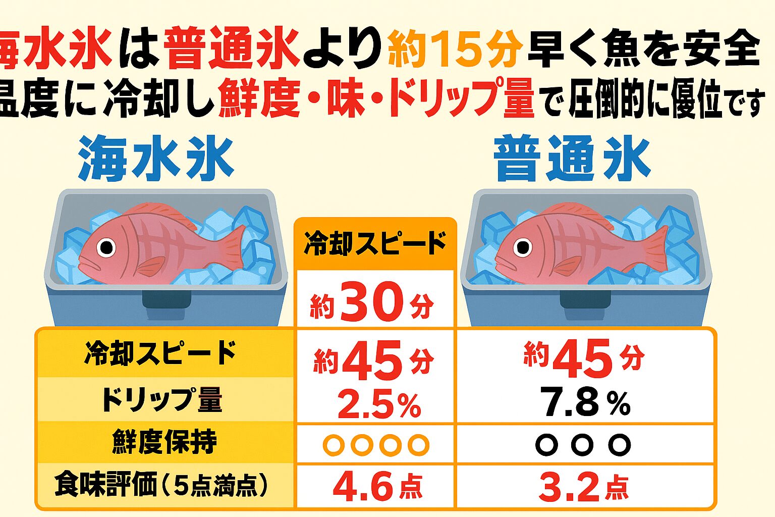 海水氷は釣り人の「最強の相棒」海水氷は、単なる氷ではありません。科学的に裏付けられた「鮮度保持の武器」です。釣った魚を最高の状態で持ち帰りたいなら、今日から「海水氷」を選びましょう。釣太郎