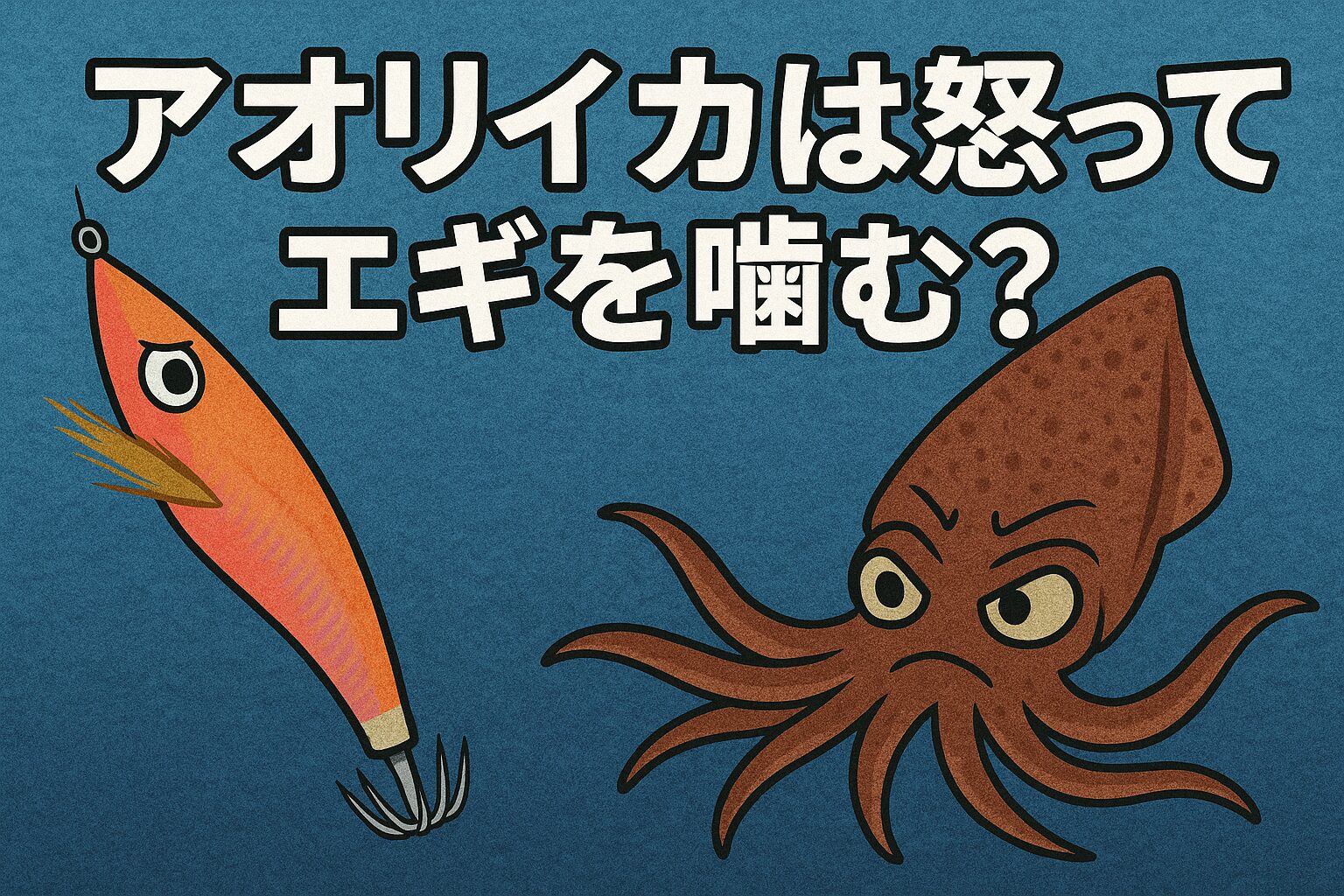 アオリイカがエギを噛むのは、１、騙されて怒った。２，捕食対象としての最終確認。３，未知の物体への好奇心のどれか。釣太郎