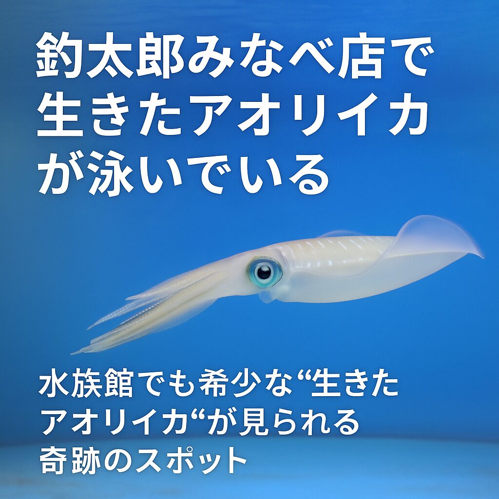 釣太郎みなべ店では、全国でも珍しいアオリイカの生体展示を実現。 水族館でも成功が難しいとされる飼育を継続中で、南紀エリアの象徴として人気上昇中。
