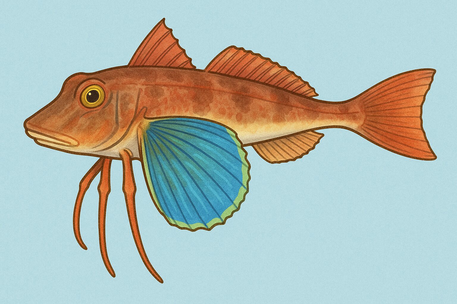 ホウボウは、ただ釣って美味しいだけでなく、海底を歩き、鳴き声を発するというユニークな生態を持つ魚です。独特の体形だが食べても美味な魚。釣太郎