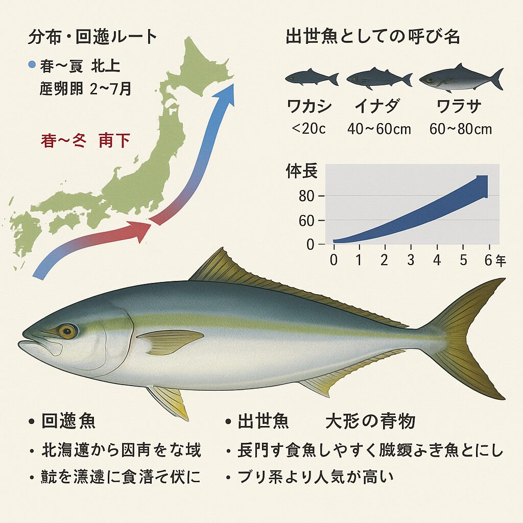 ブリは成長と共に呼び名が変わる出世魚で、回遊魚として北上・南下を繰り返す。体型・体色・群れ行動・捕食スタイルすべてに「青物らしさ」を備えており、釣り・食・文化において高い価値があります。 旬の寒ブリは脂のり最高潮、釣りでの釣果・食味ともに最高峰です。釣太郎