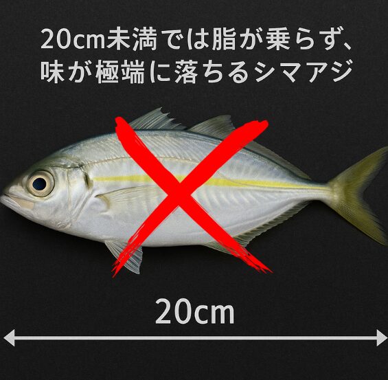 シマアジ仔魚は20センチ程度なら食べれるが、それ以下はくそマズイ魚。釣太郎