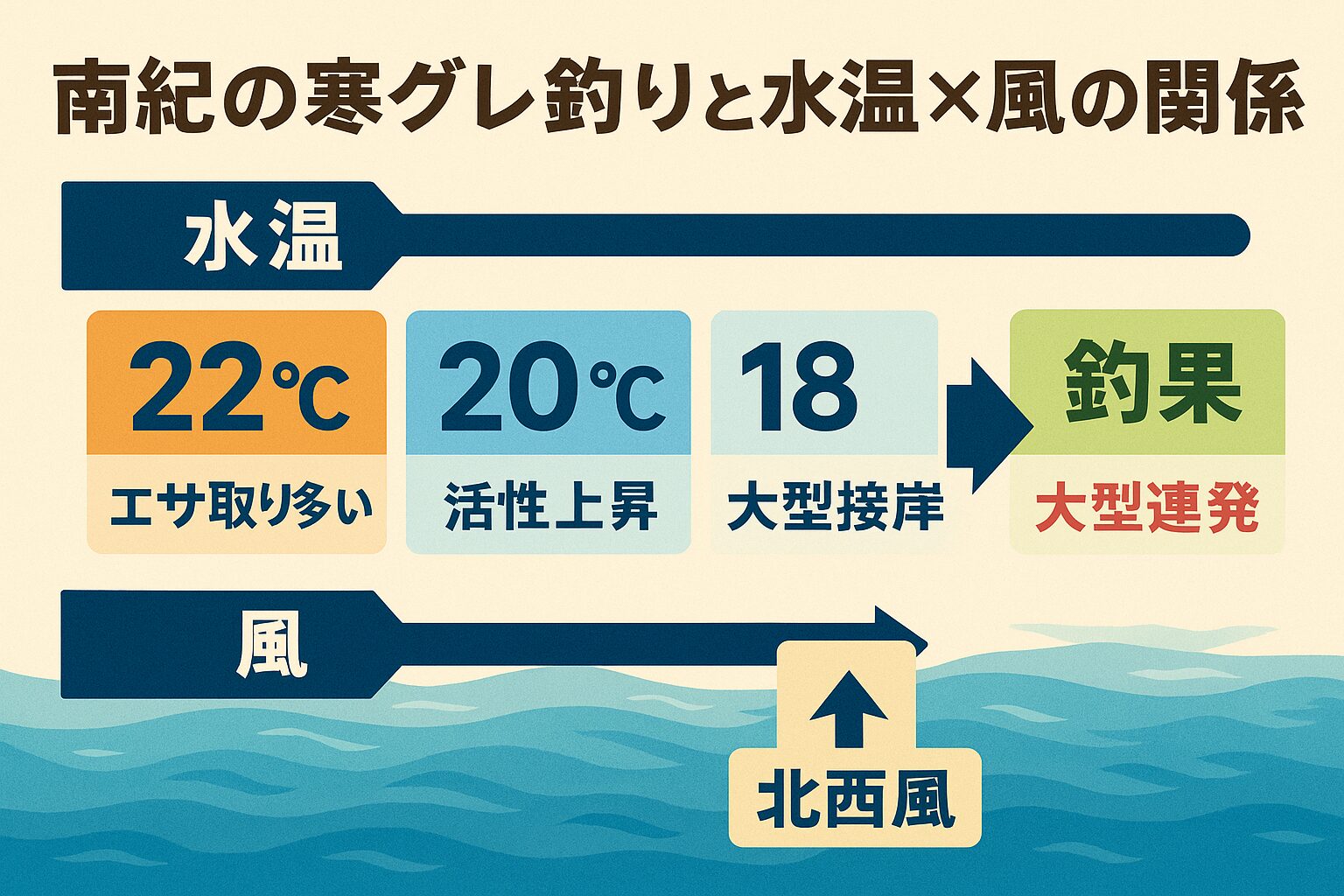 南紀の寒グレ釣りは 「風・水温・タイミング」 を読めるかどうかで釣果が大きく変わります。釣太郎