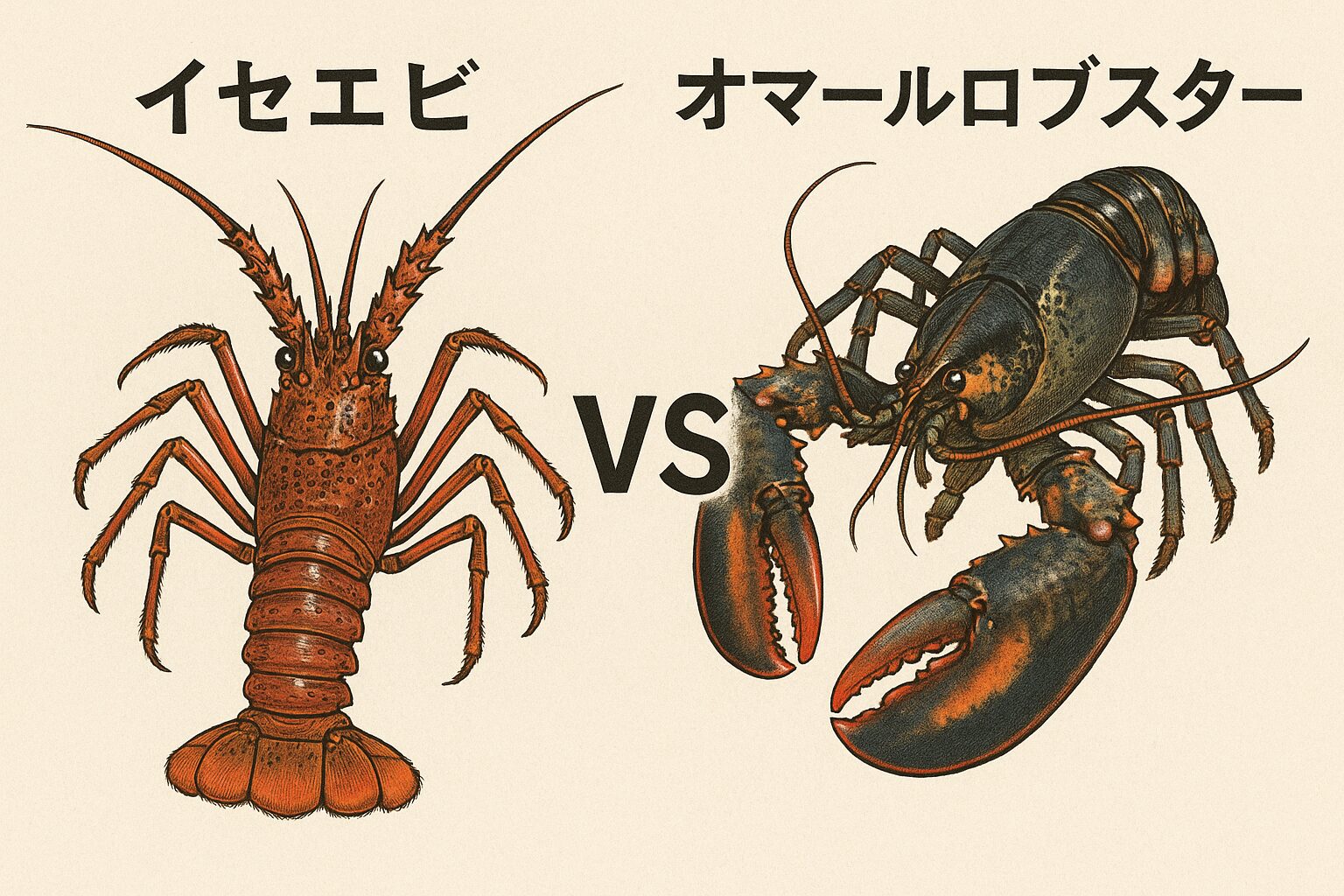 「生（刺身）」で食べる、繊細な甘みと弾力を求めるなら → イセエビ。「加熱（料理）」で食べる、濃厚なミソと爪の旨味を求めるなら → オマールロブスター。釣太郎