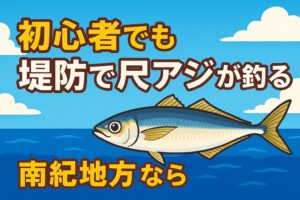 南紀地方では、黒潮の影響と冬季の環境が重なり、初心者でも堤防から尺アジが狙える稀有な地域です。釣太郎