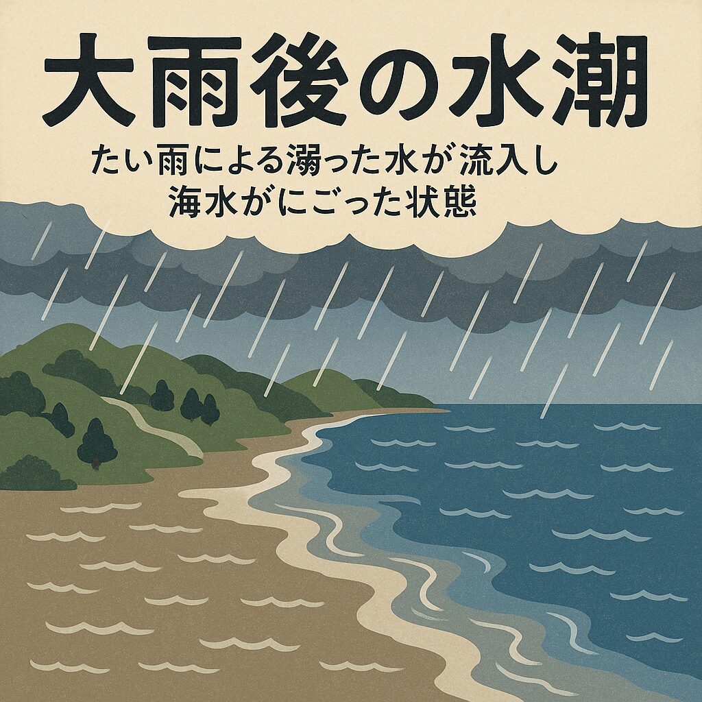 大雨の後の釣りを攻略するヒントをまとめます。「水潮」を避ける:「深場」を狙う:「魚種」を変える:釣太郎