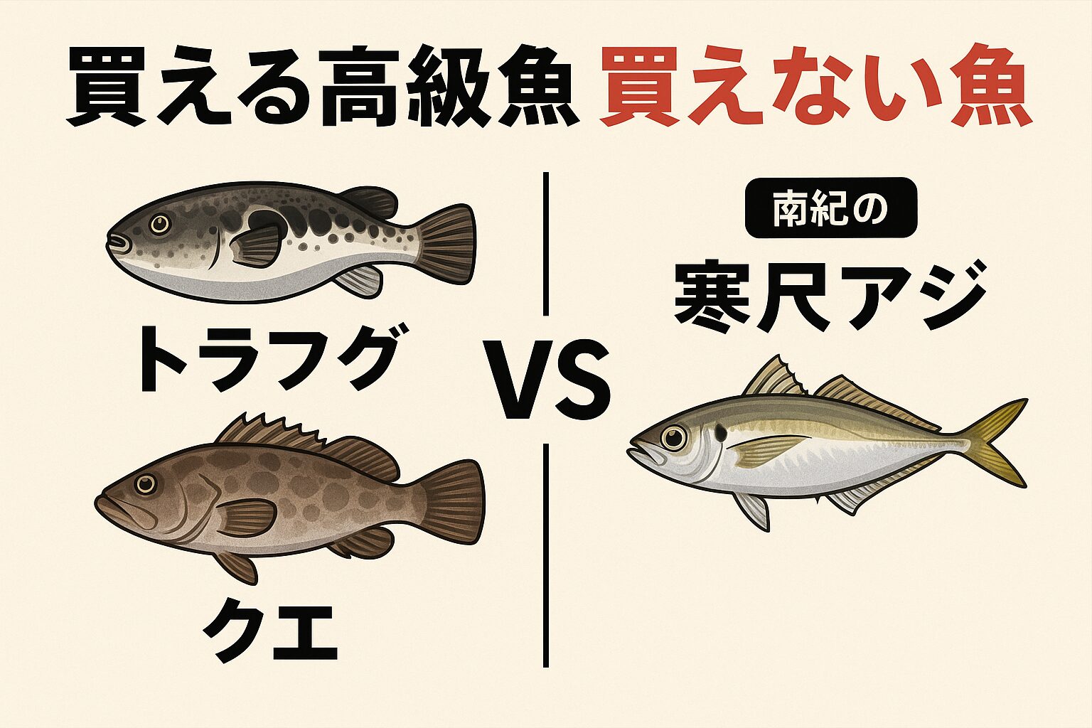 トラフグやクエは「高くても買える」・寒尺アジだけは「釣った人だけが食べられる」・脂質3〜4倍で食味評価1.7倍（トロ級） ・市場流通はほぼゼロ。釣太郎
