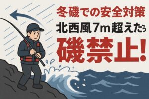 冬磯最盛期＝寒グレの大チャンス・しかし北西風7m超えたら磯禁止・波・風・水温・潮位を必ず数値で判断。釣太郎