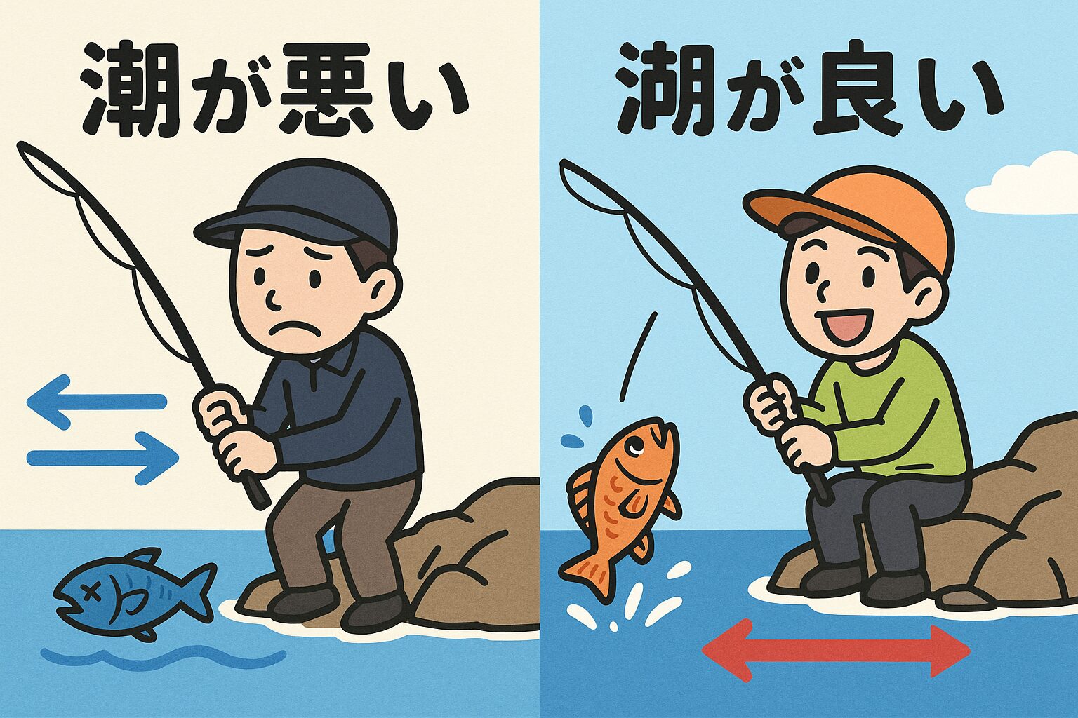 潮は釣果の8割を左右すると言われるほど重要な要素です。潮が良ければ誰でも釣れます。潮が悪ければ誰も釣れません。釣太郎