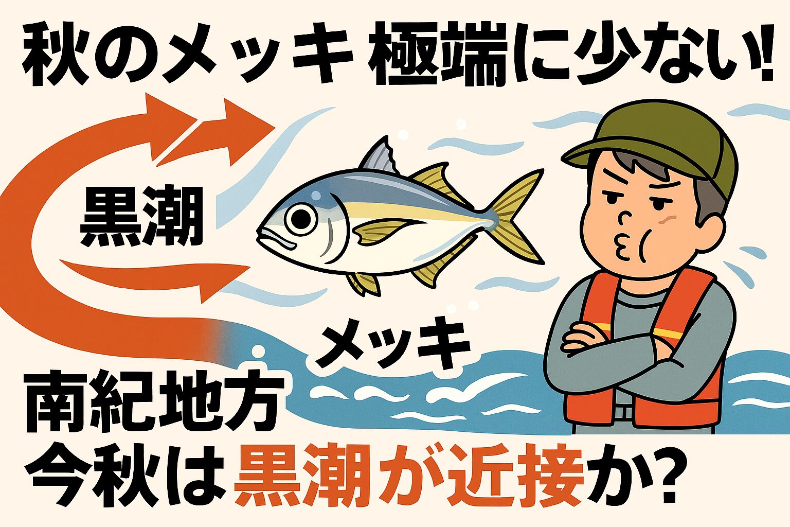 メッキは水温20〜24℃前後の安定した潮だまりや河口を好む。黒潮が接岸しすぎると、塩分濃度が高くなりすぎたり、潮流が速くなりすぎて幼魚が定着できない。釣太郎