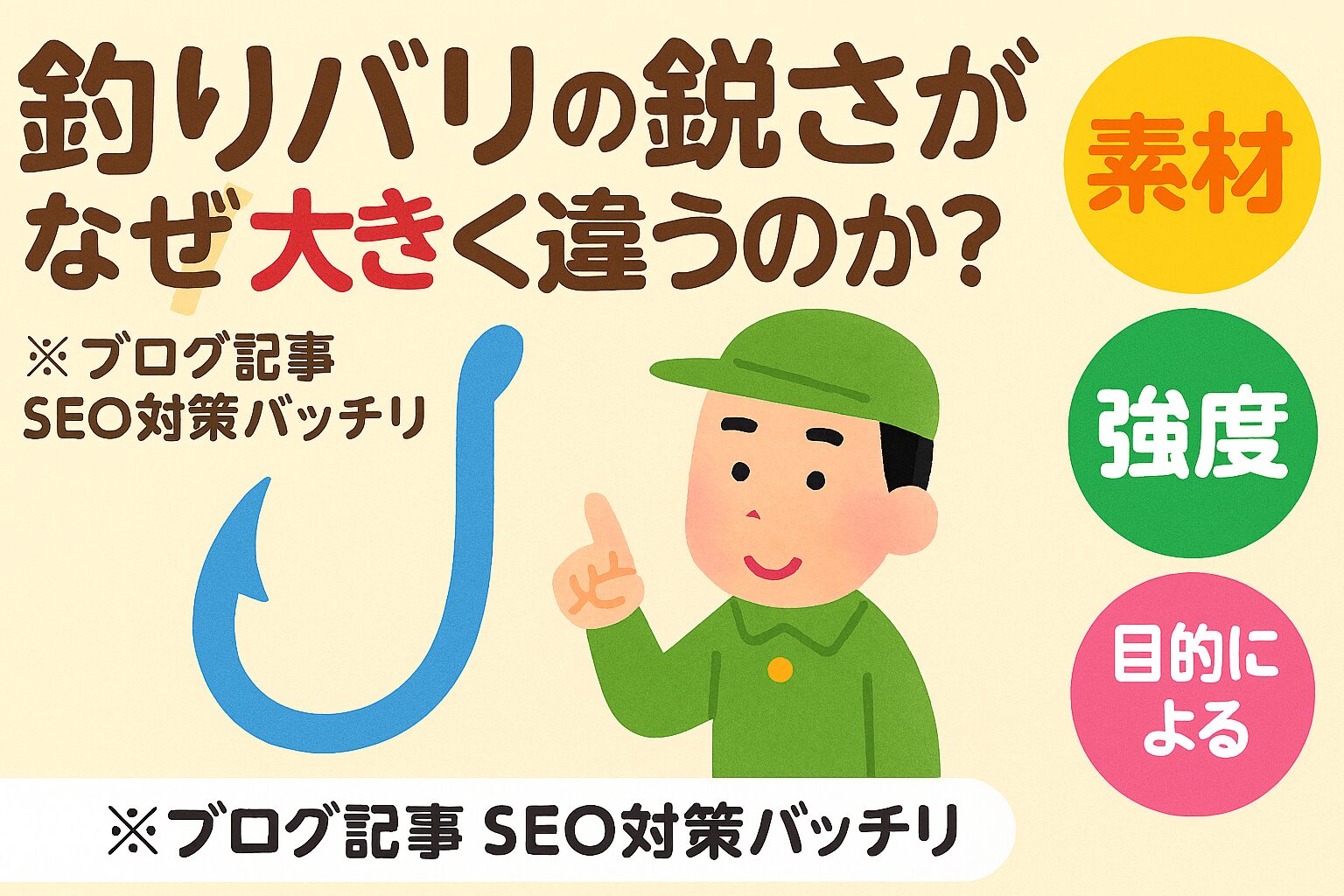 釣り針選びの実用アドバイス。鋭さ重視なら炭素鋼＋フッ素加工針、ただし折れやすいので注意。釣太郎