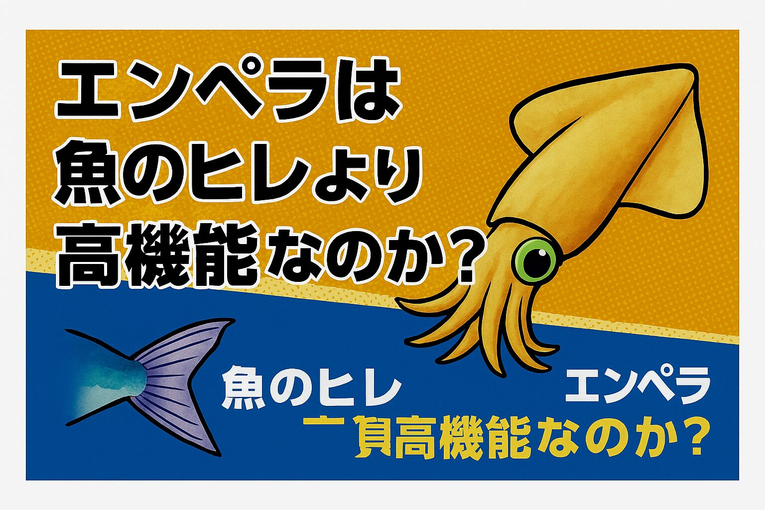 静かに獲物へ接近する能力ではアオリイカのエンペラが優秀。長距離移動や持続的な泳ぎでは魚のヒレが圧倒的に有利。両者は「瞬発型 vs 持続型」の違いがあり、生態と狩猟スタイルに応じて進化した結果。釣太郎