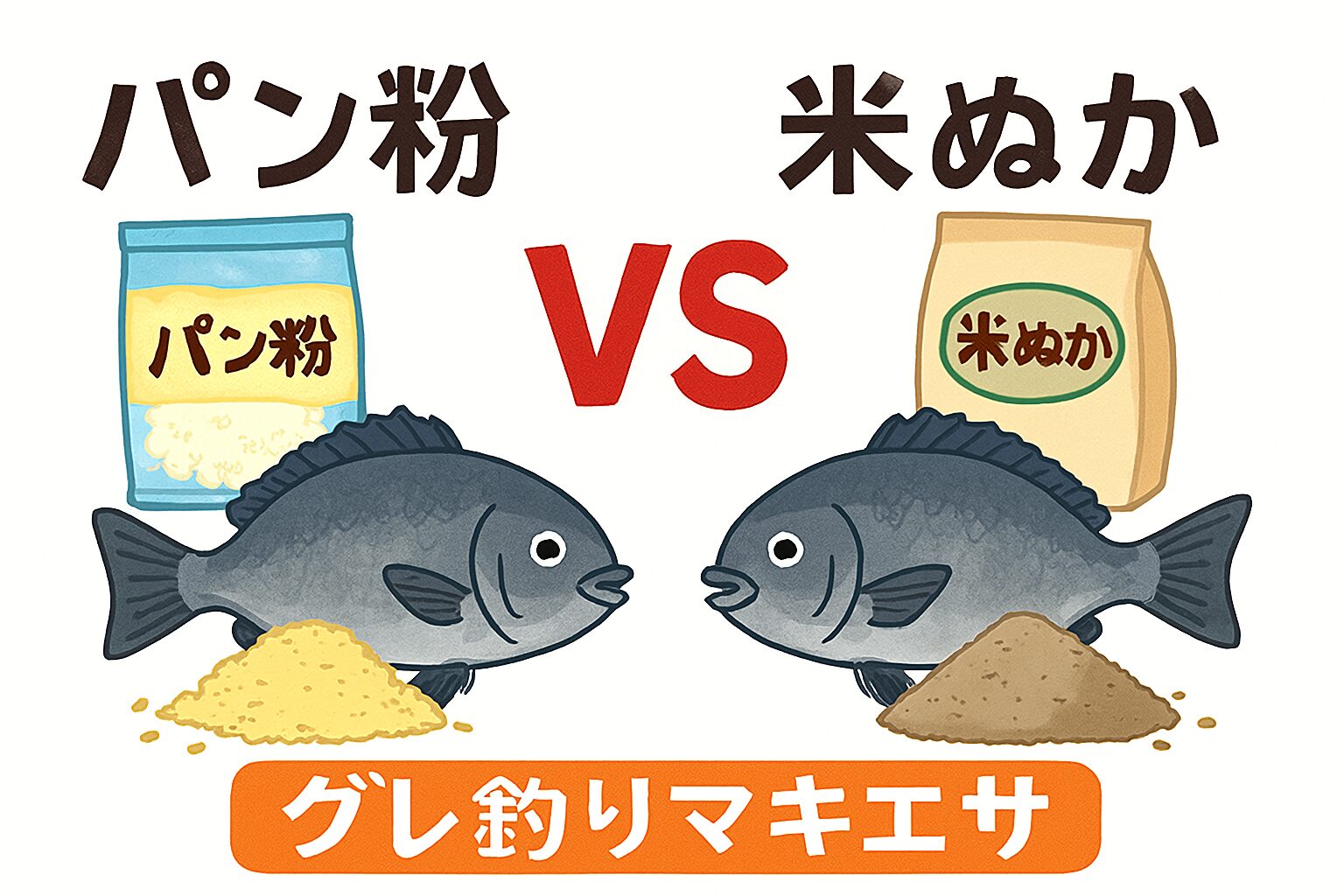 寒グレのフカセ釣りにおいて、単体で比較するなら**「パン粉」の方が効果的**です。釣太郎