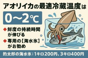 アオリイカの最適冷蔵温度は「0〜2℃」！海水氷で冷やせば安心。釣太郎