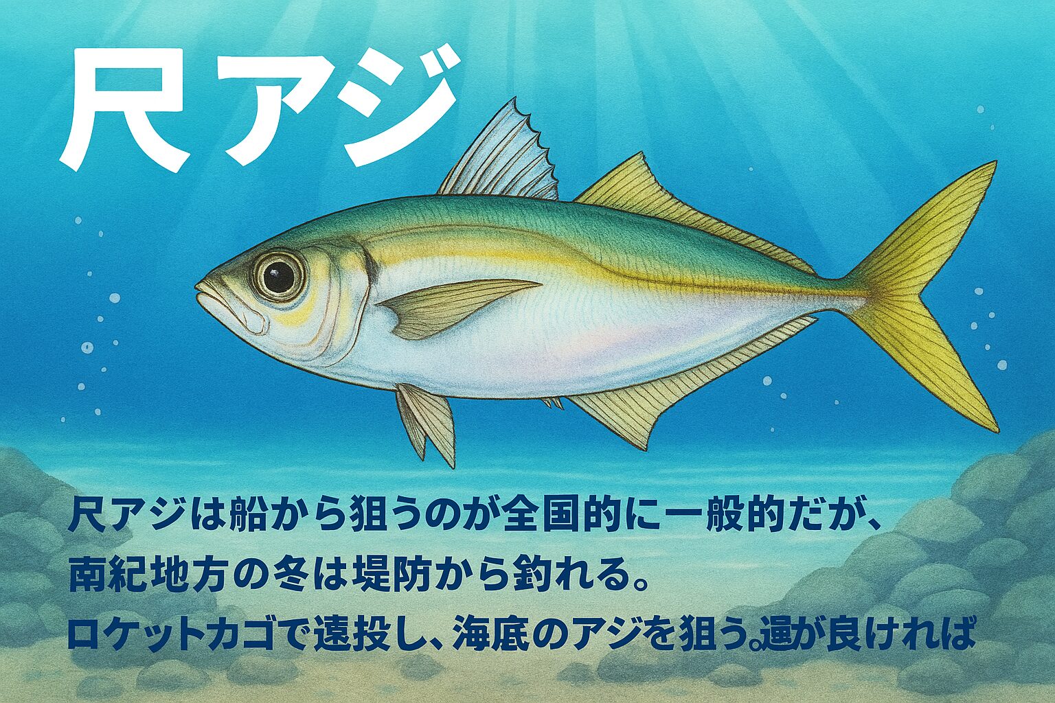 尺アジは船から狙うのが全国的に一般的だが、南紀地方の冬は堤防から釣れる。釣太郎