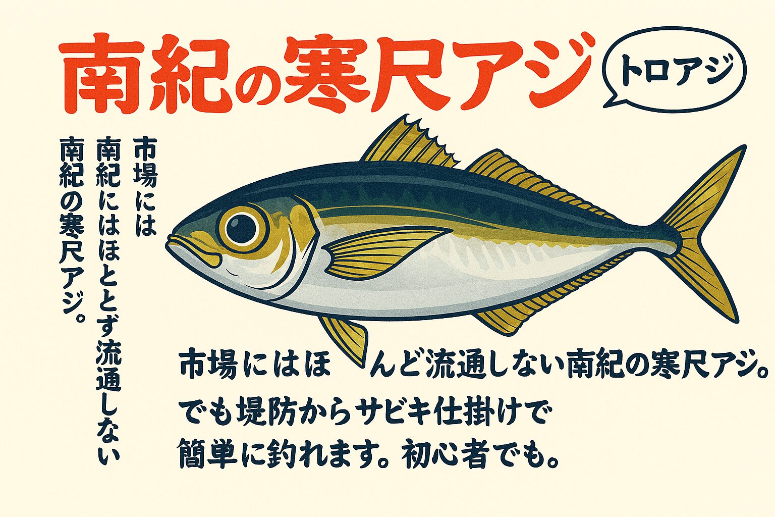 市場にはほとんど流通しない南紀の寒尺アジ。でも堤防からサビキ仕掛け簡単に釣れます。釣太郎