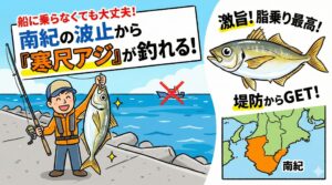 船に乗らなくても、南紀の堤防から激旨魚尺アジ釣れます。ビギナーさんでも。釣太郎