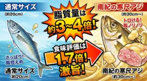 【数値が証明】尺アジは20cmより「1.7倍」美味い！？脂質3〜4倍の衝撃データ.釣太郎
