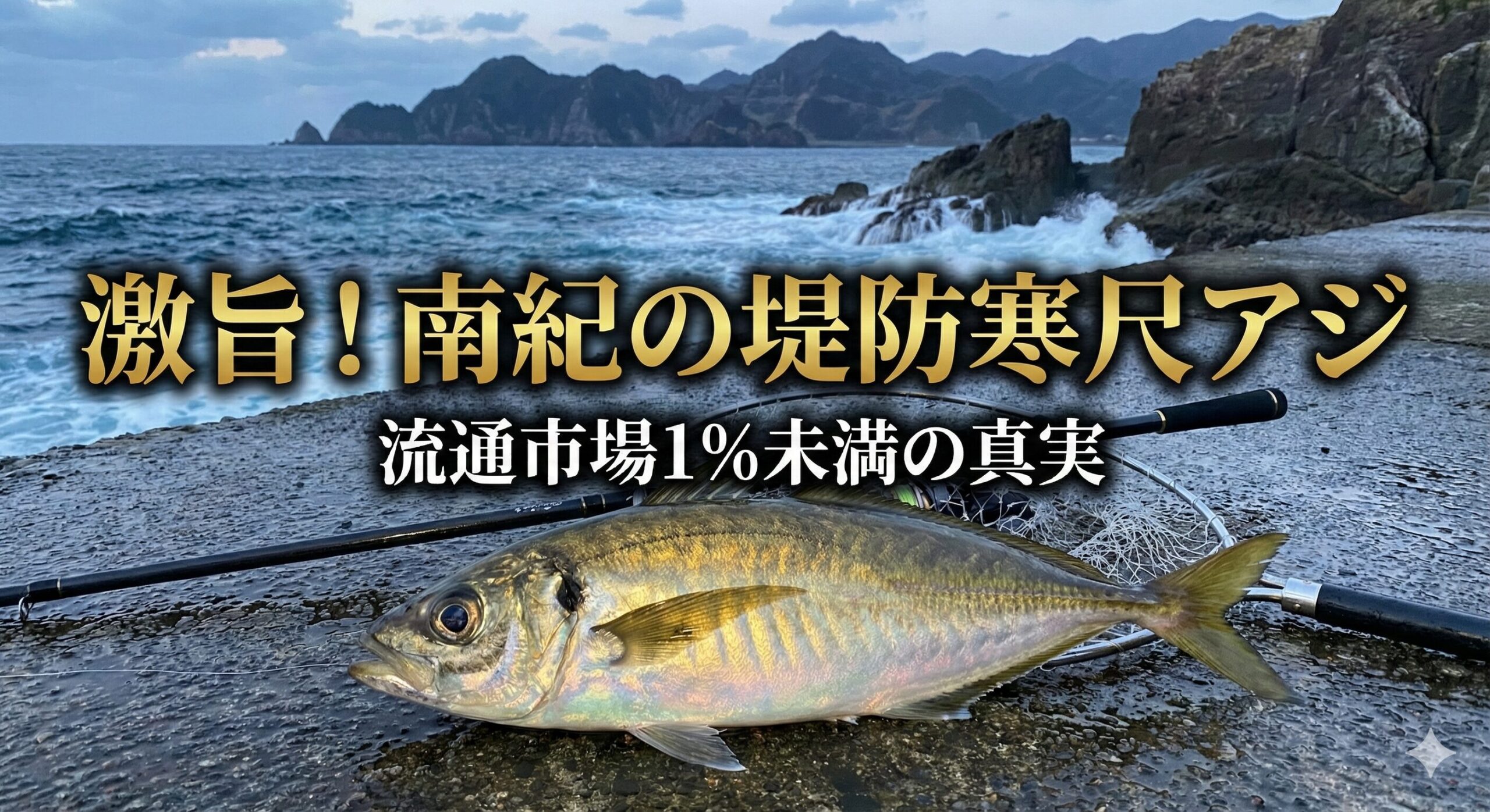 流通市場にはほとんど出回らない、南紀の堤防寒尺アジ。 その正体は、豊かな海で餌を飽食し、あまり動かずに太り続けた「海のエリート」釣太郎
