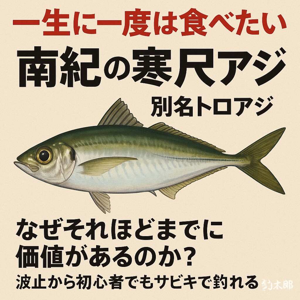 一生に一度は食べたい南紀の寒尺アジ。別名トロアジ。釣太郎
