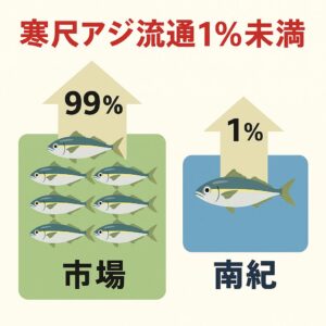 南紀の寒尺アジは１匹2,000〜3,000円で売られても違和感なし。 東京では仮に流通すれば 1匹4,000円も可能。釣太郎