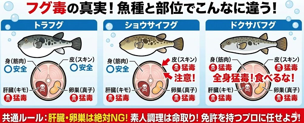 フグは「免許」のいる魚。「自分はベテランだから大丈夫」「Youtubeで見よう見まねで捌いてみよう」この油断が、毎年のように死亡事故を引き起こしています。釣太郎