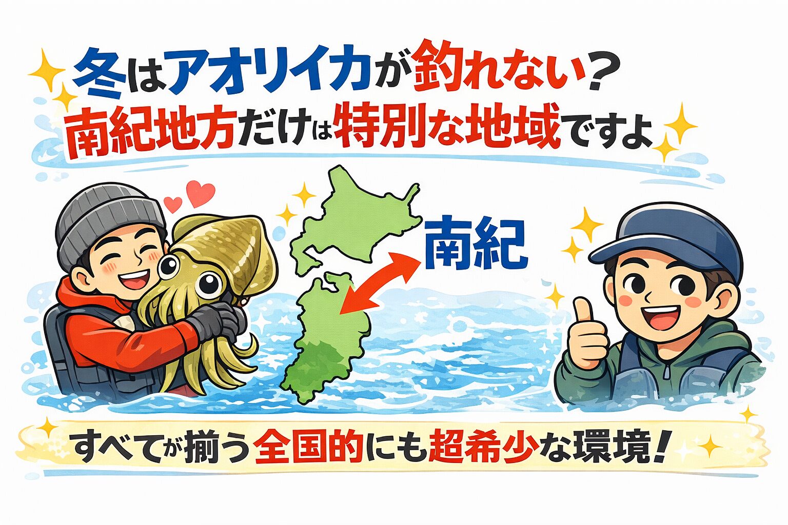 冬はアオリイカが釣れない？南紀地方だけは特別な地域ですよ。釣太郎