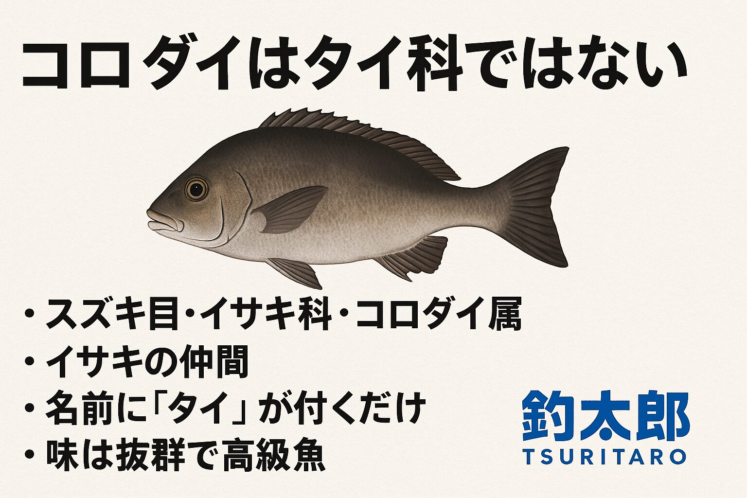 コロダイはタイ科ではない・分類は「イサキ科コロダイ属」・名前に“タイ”が付くだけ。釣太郎