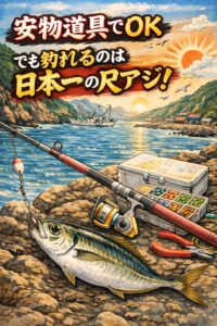 南紀なら、初心者でも“日本一の尺アジ”が釣れる。腕より運でOK 安物道具で十分。30〜40cm級のアジが堤防から狙える。釣太郎